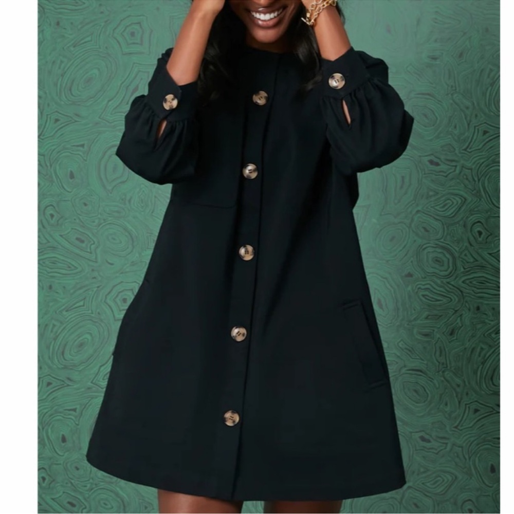 Tuckernuck Black Mini Dress with Gold Buttons